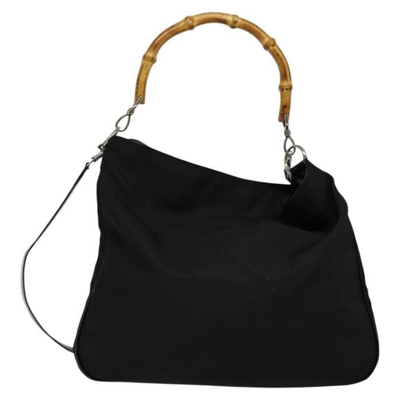 GUCCI Bamboo Hand Bag Nylon Black 001 2128 001 2128 - Picture 3 of 16